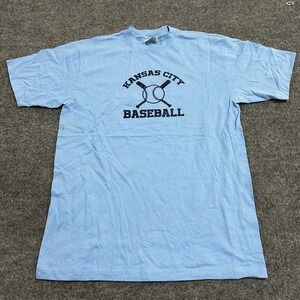 Shaka Wear T-Shirt Mens Size L Light Blue Cotton Kansas  Baseball Heavyweight